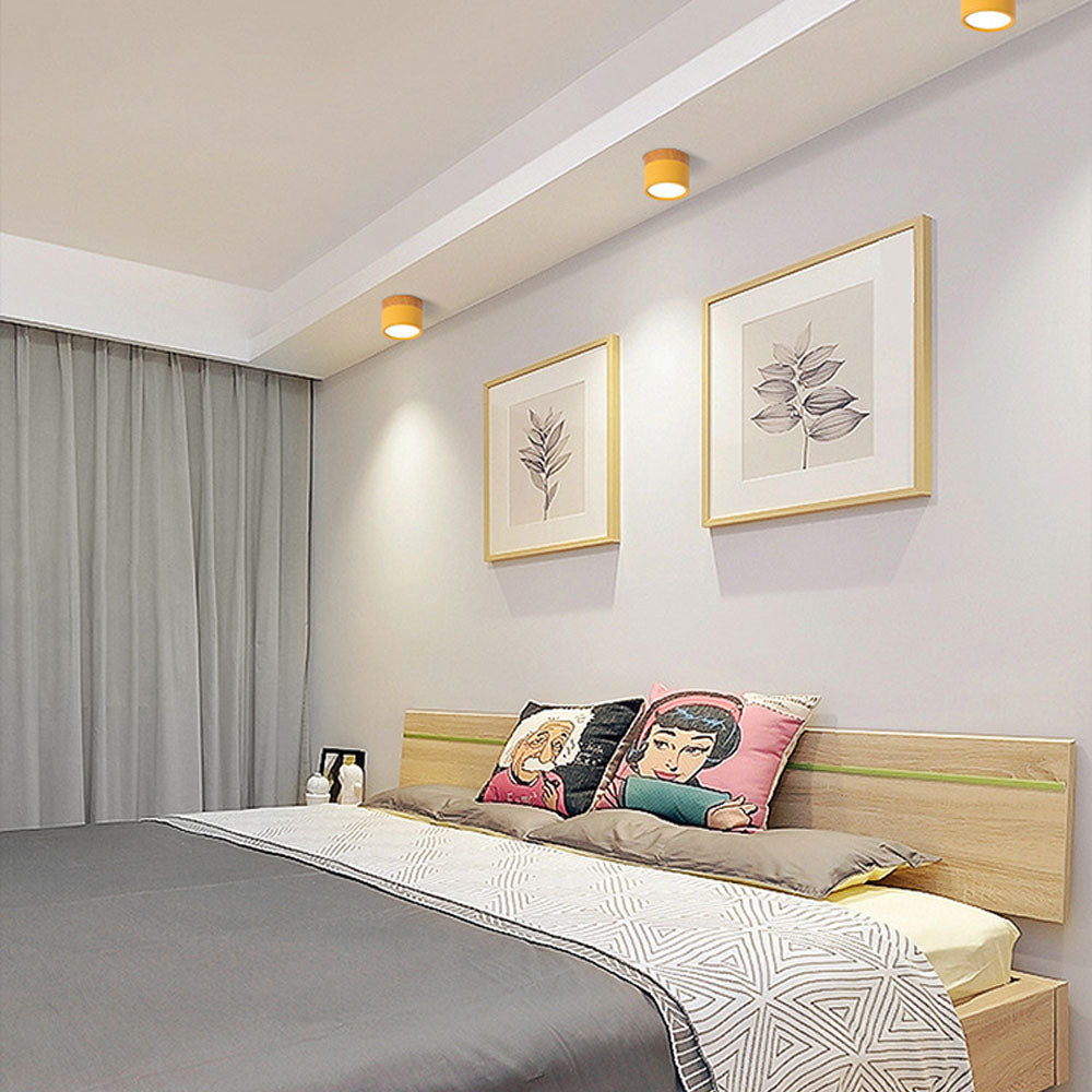 Houten LED Plafondlamp - LumiCylinder