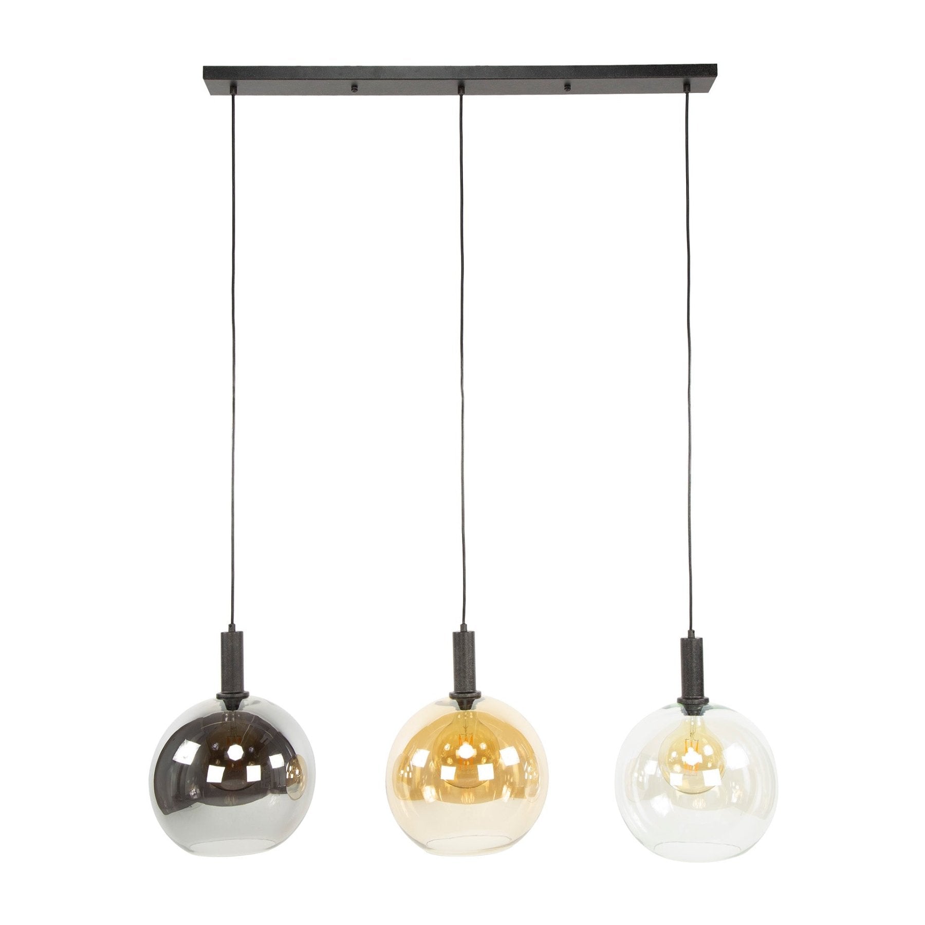 Hanglamp Valeo Trio 3-lichts Zwart Metaal 115 cm