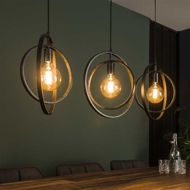 Industrial Otan 3-light Round Metal Pendant Lamp
