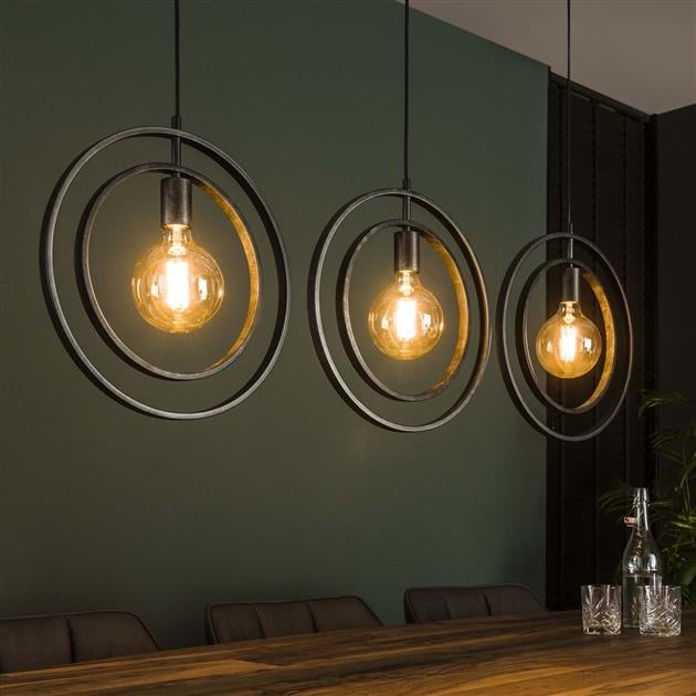 Industrial Otan 3-light Round Metal Pendant Lamp