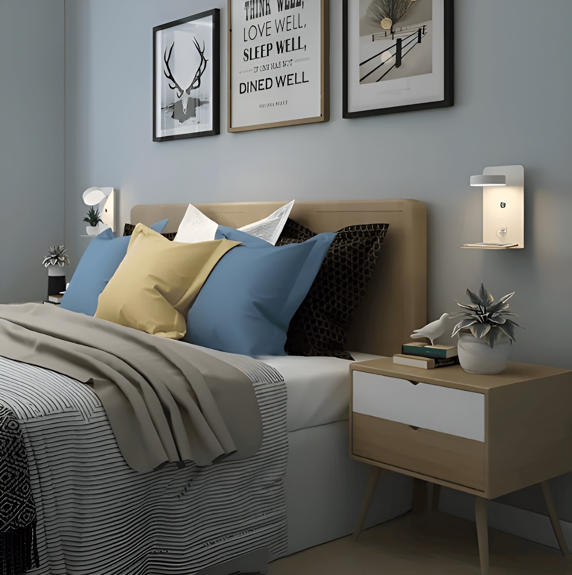 Minimalistische Wandlamp met USB telefoonoplader - LunaPhone