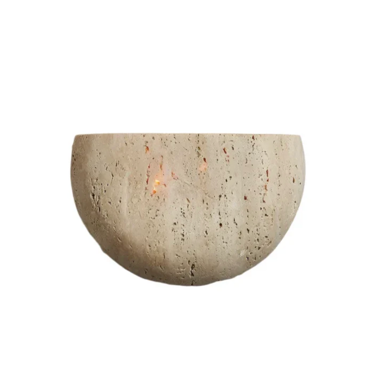 Halfronde Travertijn Wandlamp - StoneLume