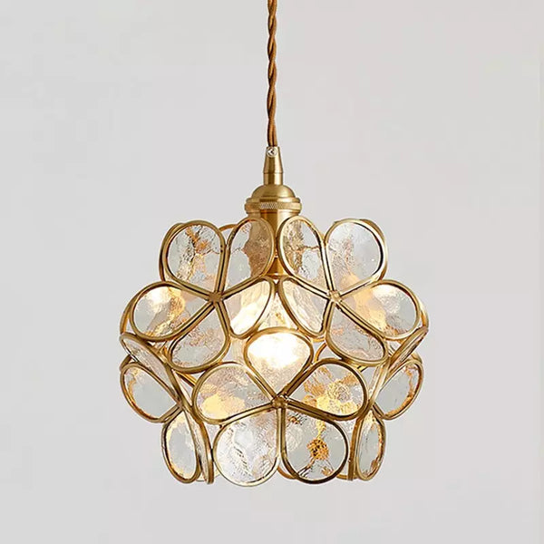 Glazen Hanglamp met Bloemvorm & Messing Frame - Florévia Bloom