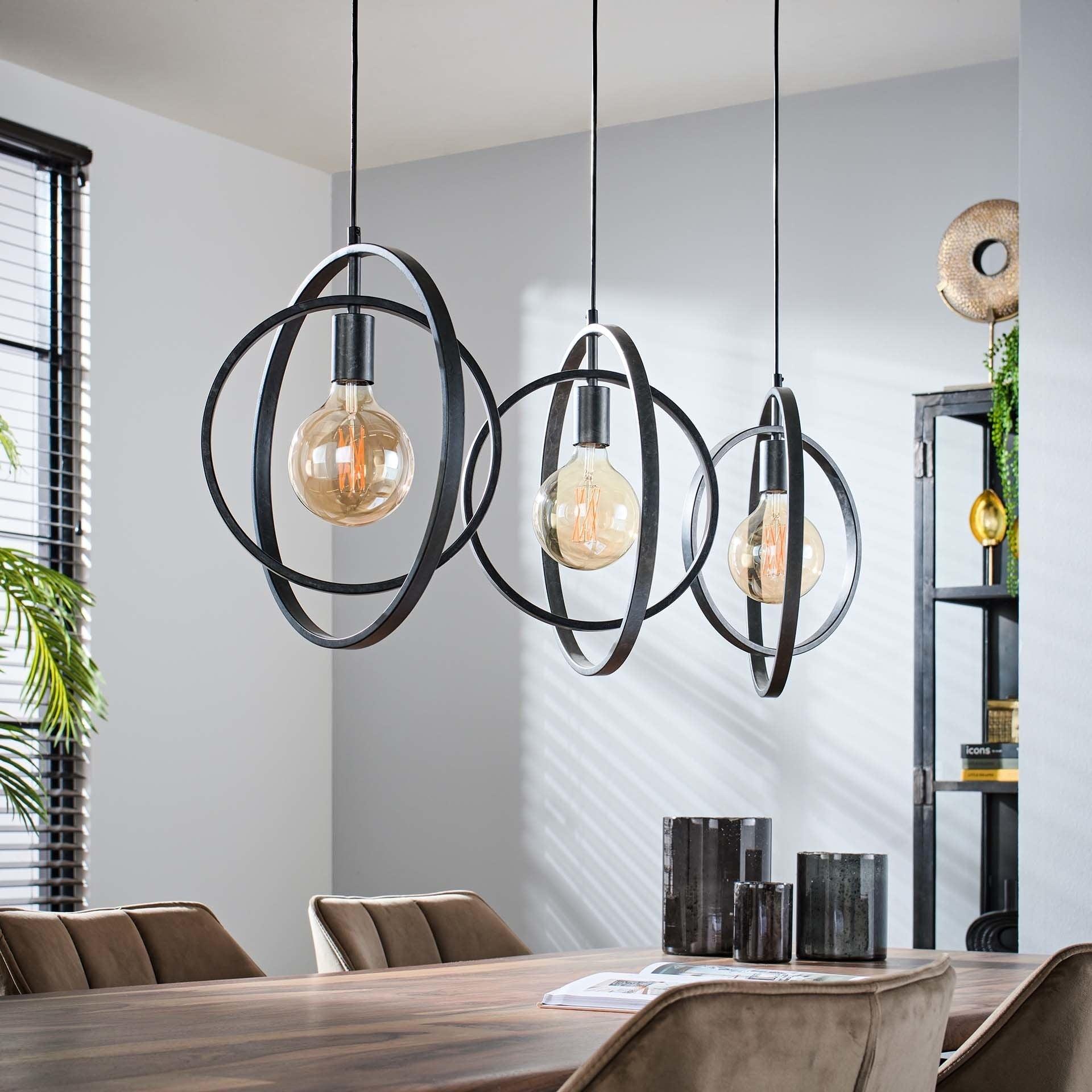 Industrial Otan 3-light Round Metal Pendant Lamp