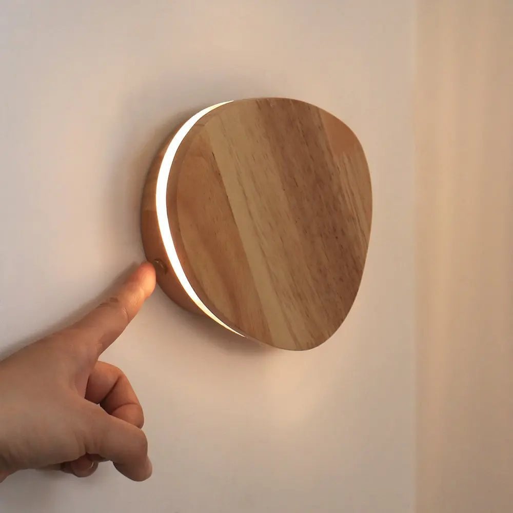 Draadloze & Dimbare Wandlamp (LED) van Natuurlijk Hout - LumiVive