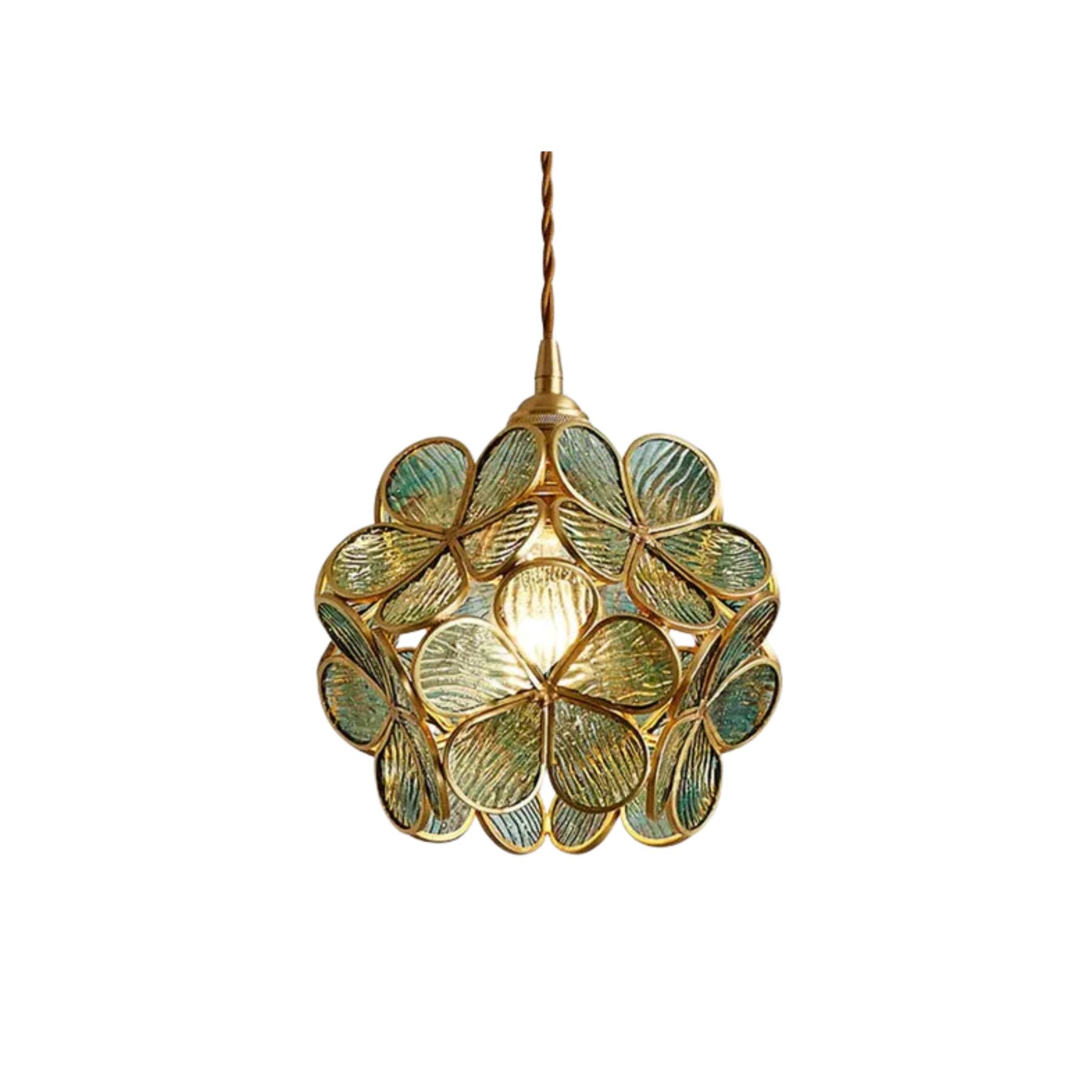 Glazen Hanglamp met Bloemvorm & Messing Frame - Florévia Bloom