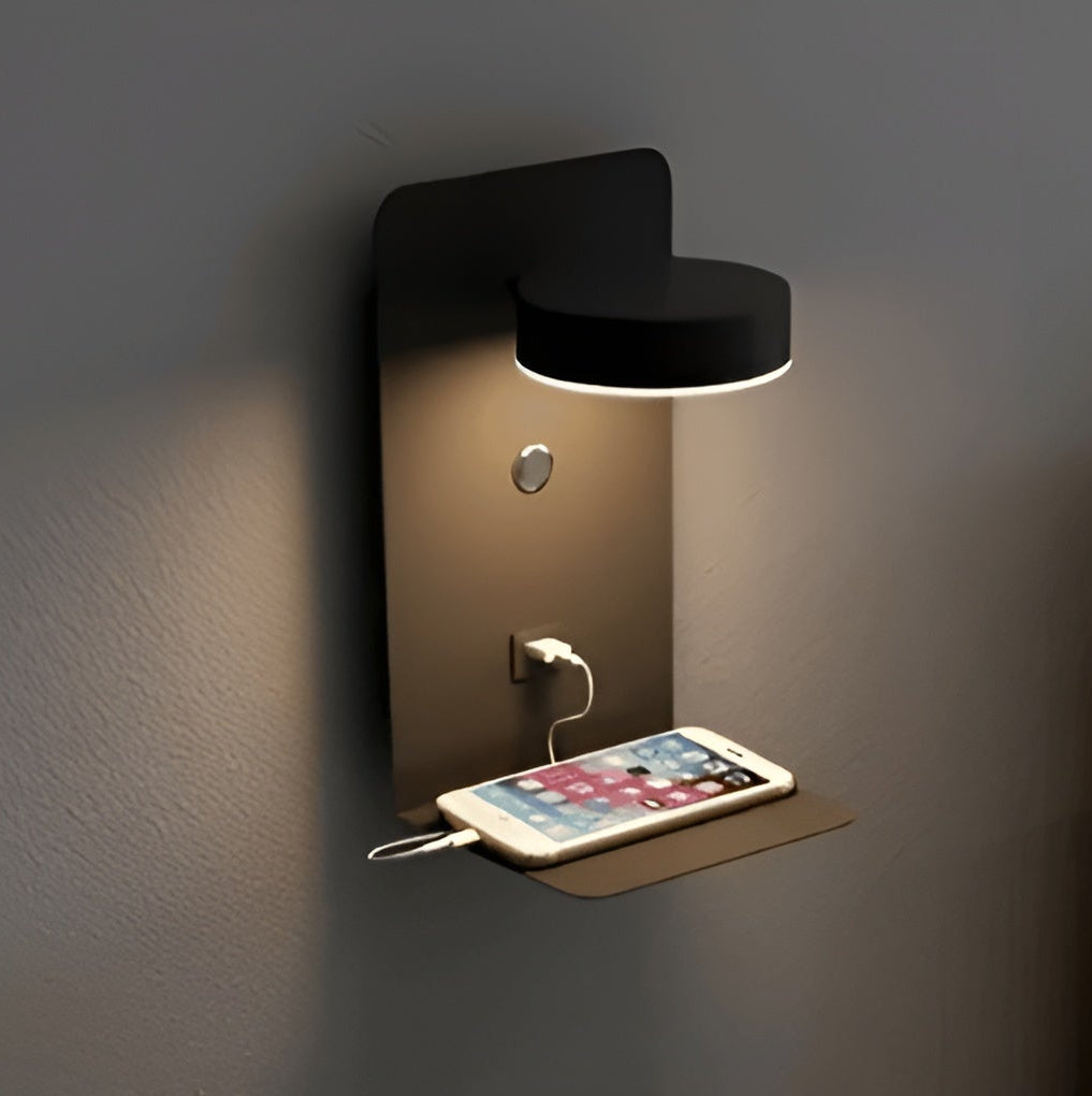 Minimalistische Wandlamp met USB telefoonoplader - LunaPhone