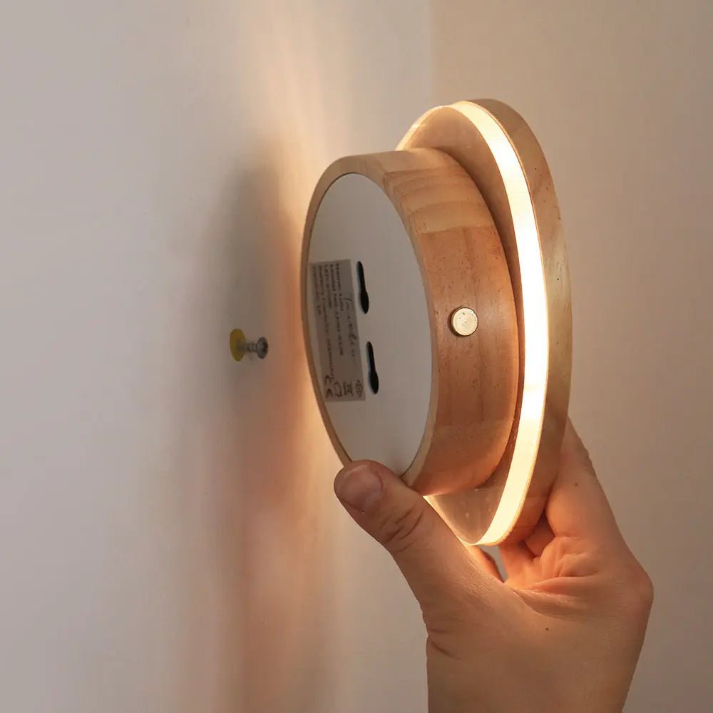 Draadloze & Dimbare Wandlamp (LED) van Natuurlijk Hout - LumiVive