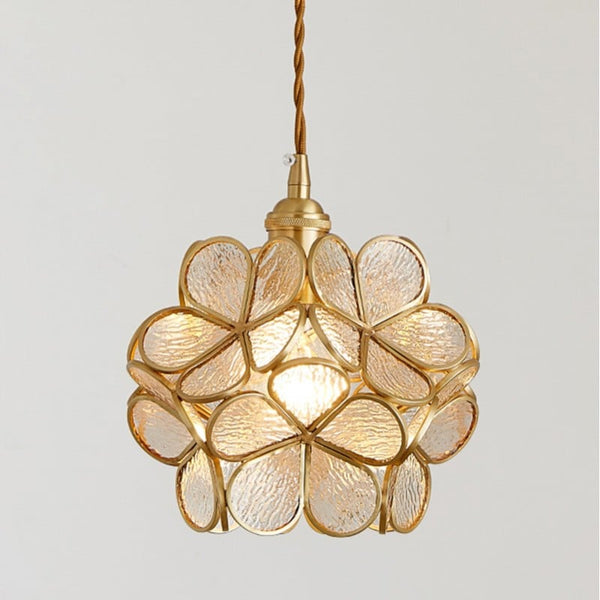 Glazen Hanglamp met Bloemvorm & Messing Frame - Florévia Bloom