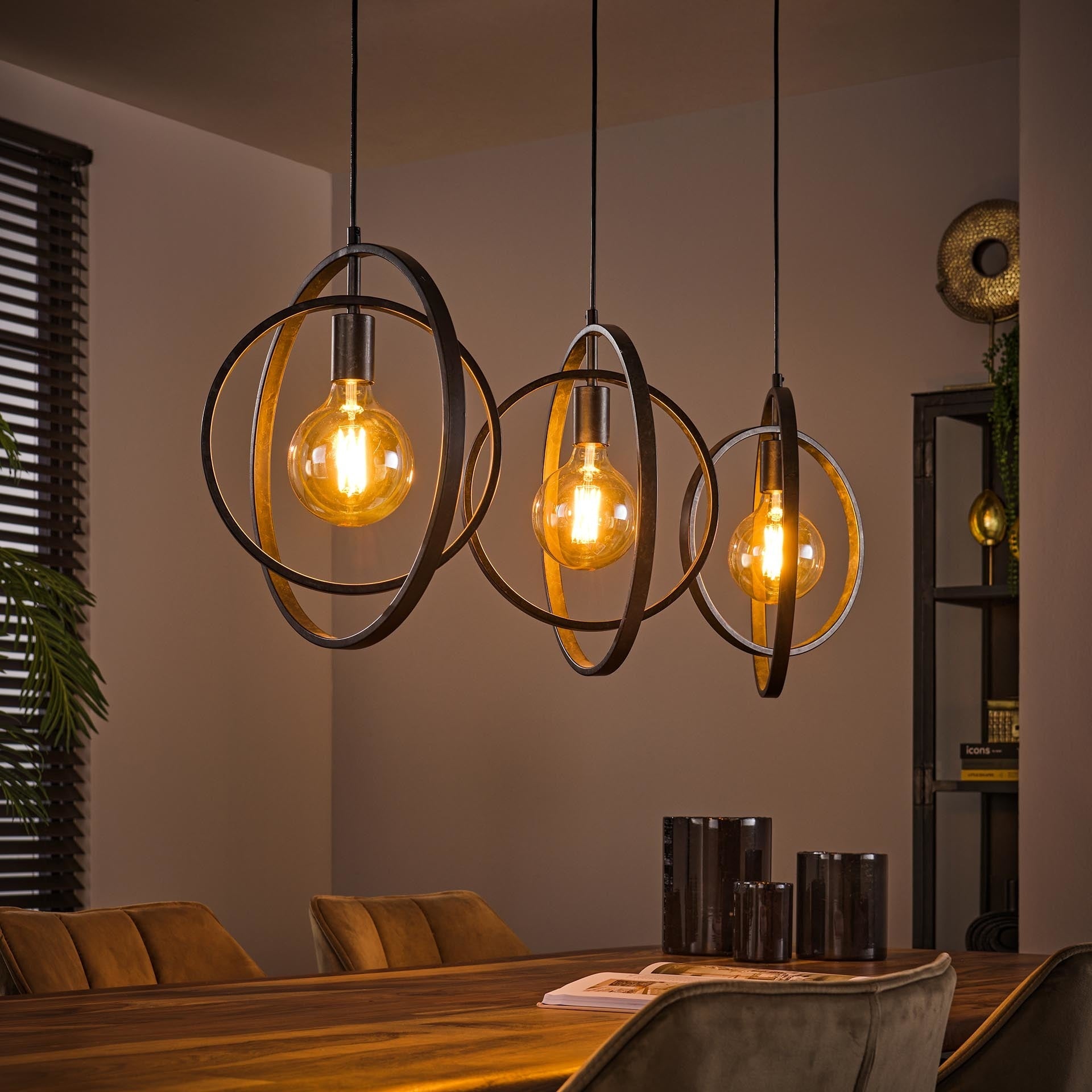 Industrial Otan 3-light Round Metal Pendant Lamp